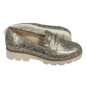 Vionic Women's Cheryl II 8.5 Metallic Snakeskin Loafers w/ Lug Sole Shoes